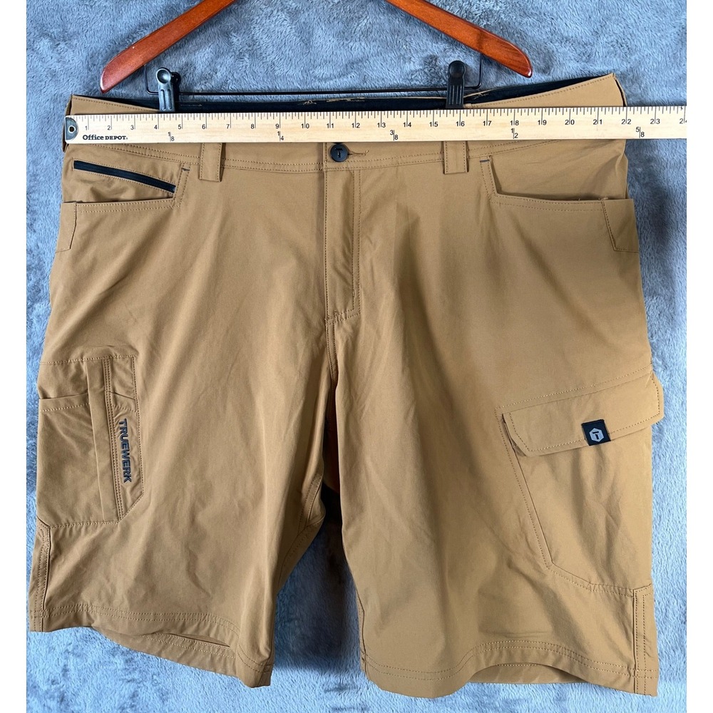 Truewerk T1 WerkShort Mens 42x11 Brown Work Cargo Performance Stretch Shorts - Picture 3 of 15